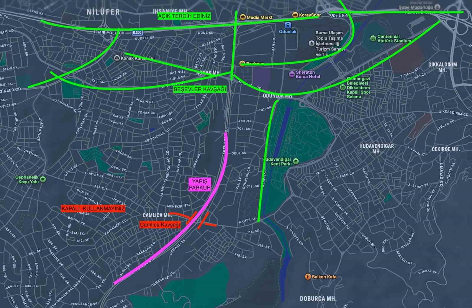 Bursa’da 4 Ekim Pazar günü trafiğe kapanacak yollar ve alternatif güzergâhlar
