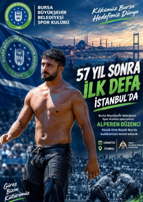 Büyükşehir güreşçisi tarihi er meydanında
