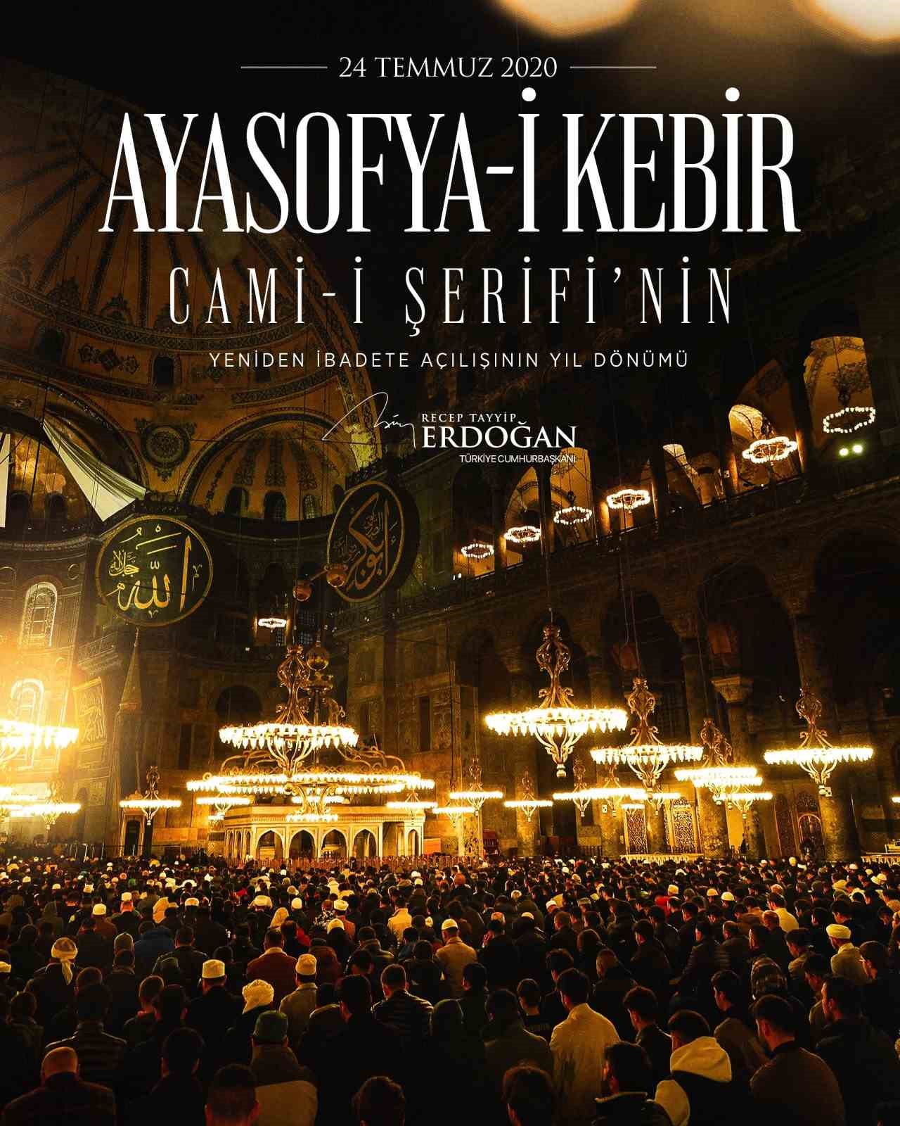 Cumhurbaşkanı Erdoğan: "Ayasofya’nın dirilişi mübarek olsun"
