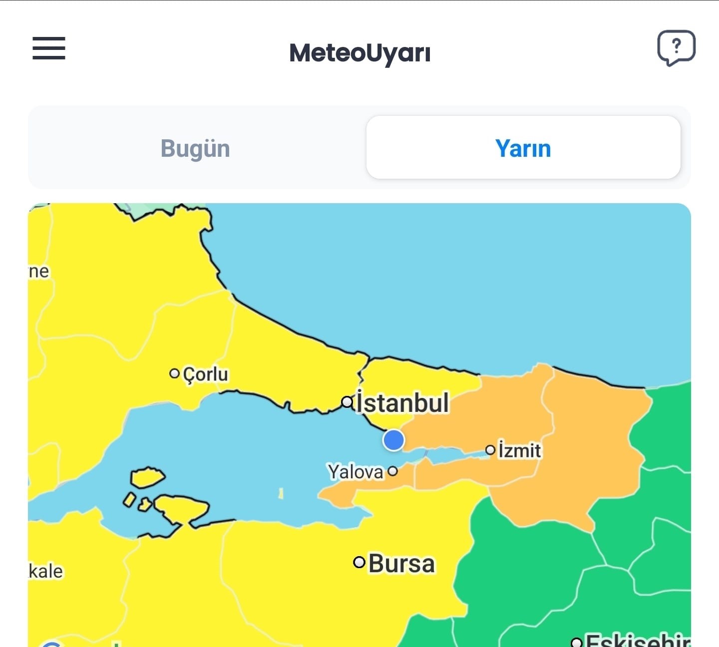 Kocaeli için kuvvetli ve şiddetli sağanak uyarısı
