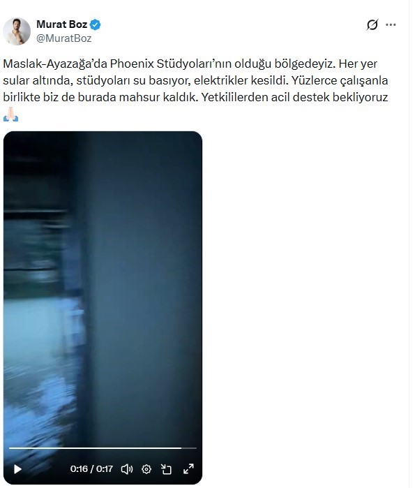 Sağanak yağış nedeniyle mahsur kalan Murat Boz’dan yardım çağrısı: "Yüzlerce çalışanla mahsur kaldık"
