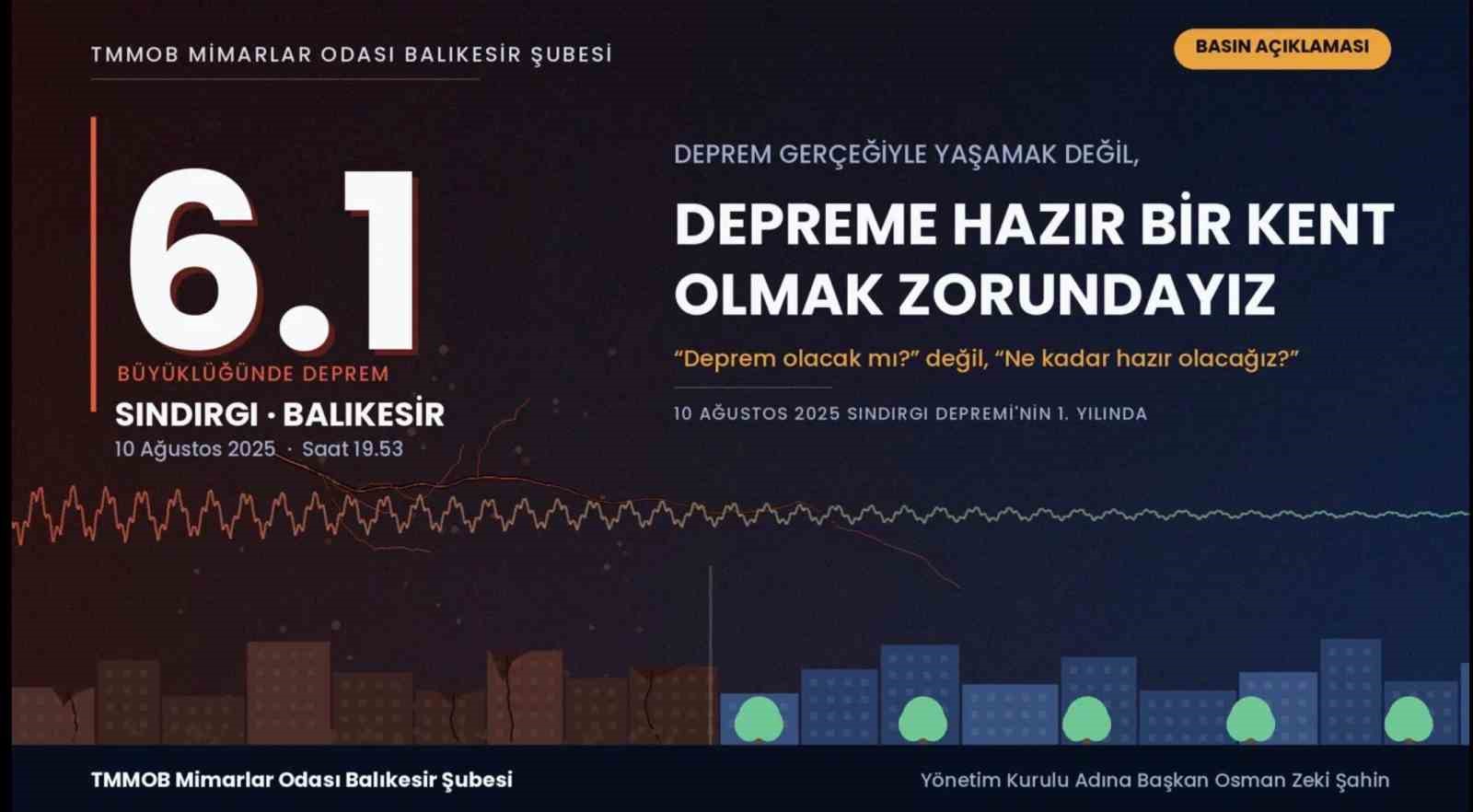 Sındırgı depreminin 1. yılında Mimarlar Odasından uyarı;
