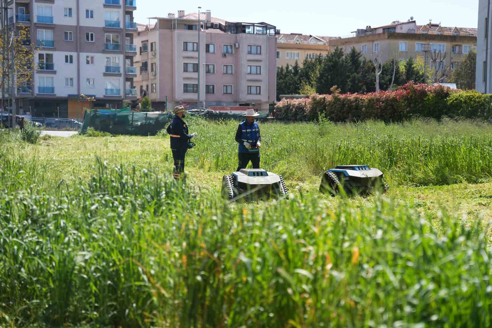 Tuzla’da robotlu çim biçme dönemi başladı
